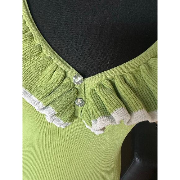 Camille La Vie Green Ruffle Trim Sleeveless Top – Size M - Picture 2 of 7